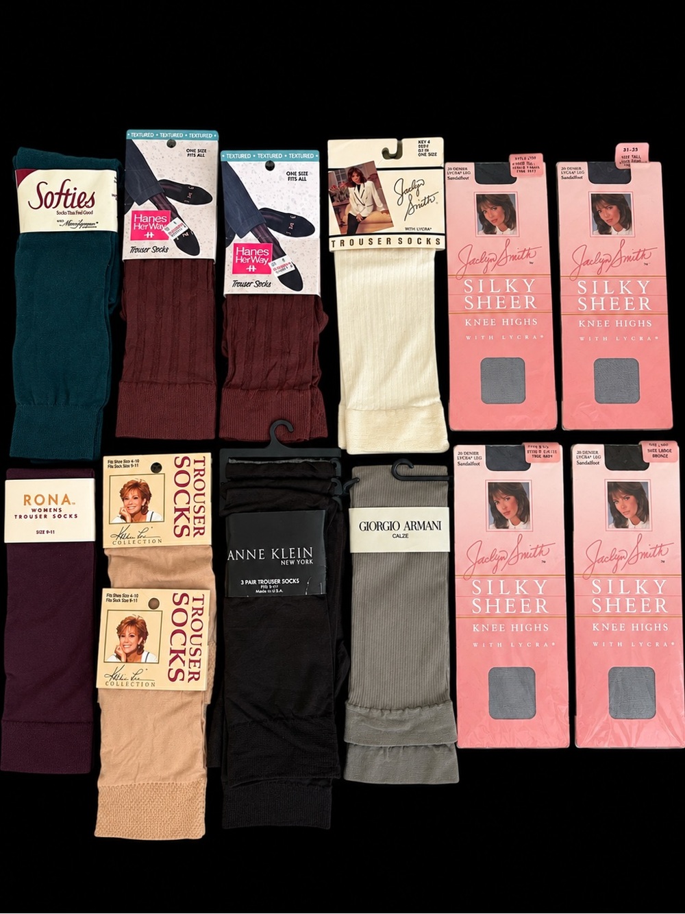Vintage Deadstock Designer Trouser Socks Knee Highs Lot 13 Pairs NOS
